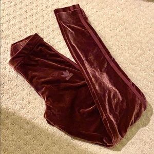 Adidas velour leggings, maroon